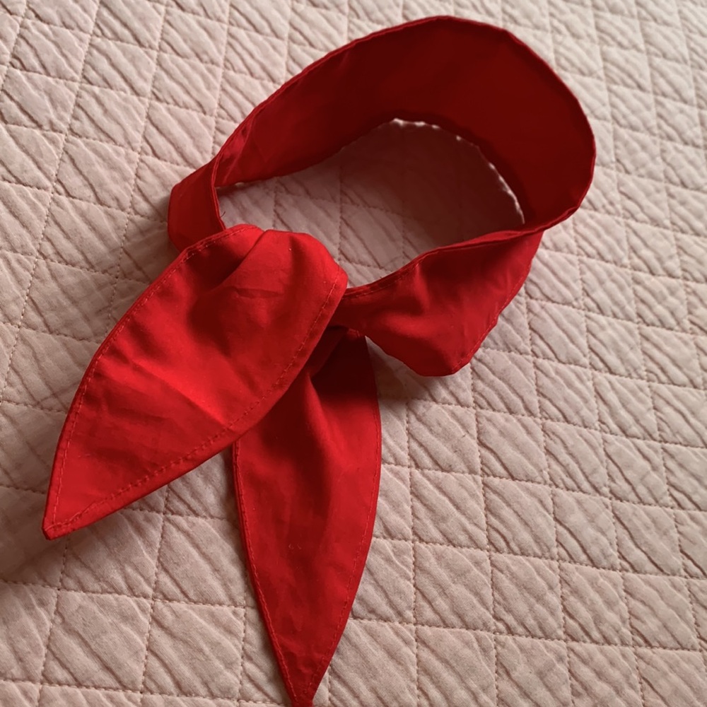 NEW - Handcrafted - Knot-back headband - Red blue - Adult OZ
